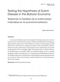 Testing the Hypothesis of Dutch Disease in the Bolivian Economy