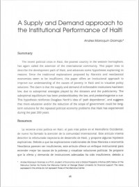 A Supply and Demand approach to the Instituional Performance of Haiti