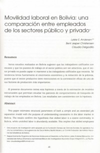Movilidad laboral en Bolivia: una comparación entre empleados de los sectores públicos  y privado.