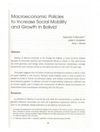 Macroeconomic Policies to Increase Social Mobility and Growth in Bolivia