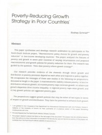Poverty-Reducing Growth Strategy in Poor Countries