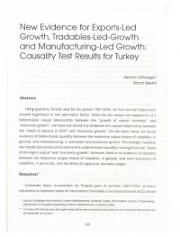 New Evidence for Exports-Led Growth, Tradables-Led-Growth and Manufacturing-Led Growth: Causality Test results for Turkey