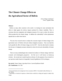 The Climate Change Effects on the Agricultural Sector of Bolivia