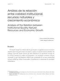 Análisis de la relación entre calidad institucional, recursos naturales y crecimiento económico