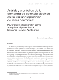 Análisis y pronóstico de la demanda de potencia eléctrica en Bolivia: una aplicación de redes neuronales