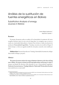 Análisis de la sustitución de fuentes energéticas en Bolivia