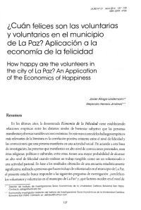 ¿Cuán felices son las voluntarias y voluntarios en el municipio de La Paz? Aplicación a la economía de la felicidad