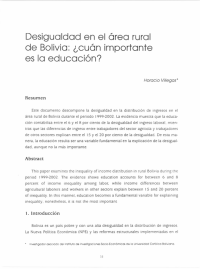 Desigualdad en el área rural de Bolivia: ¿cuán importante es la educación?